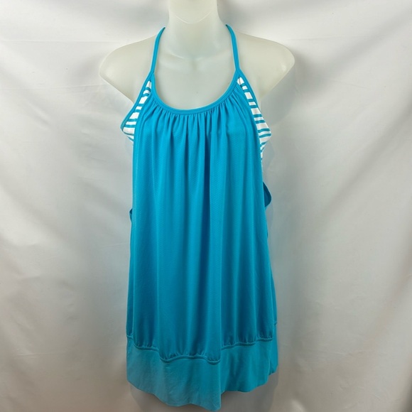 Lululemon No Limit Yoga Tank Built In Bra Blue Twin Striped Top Size 6 - Picture 3 of 11
